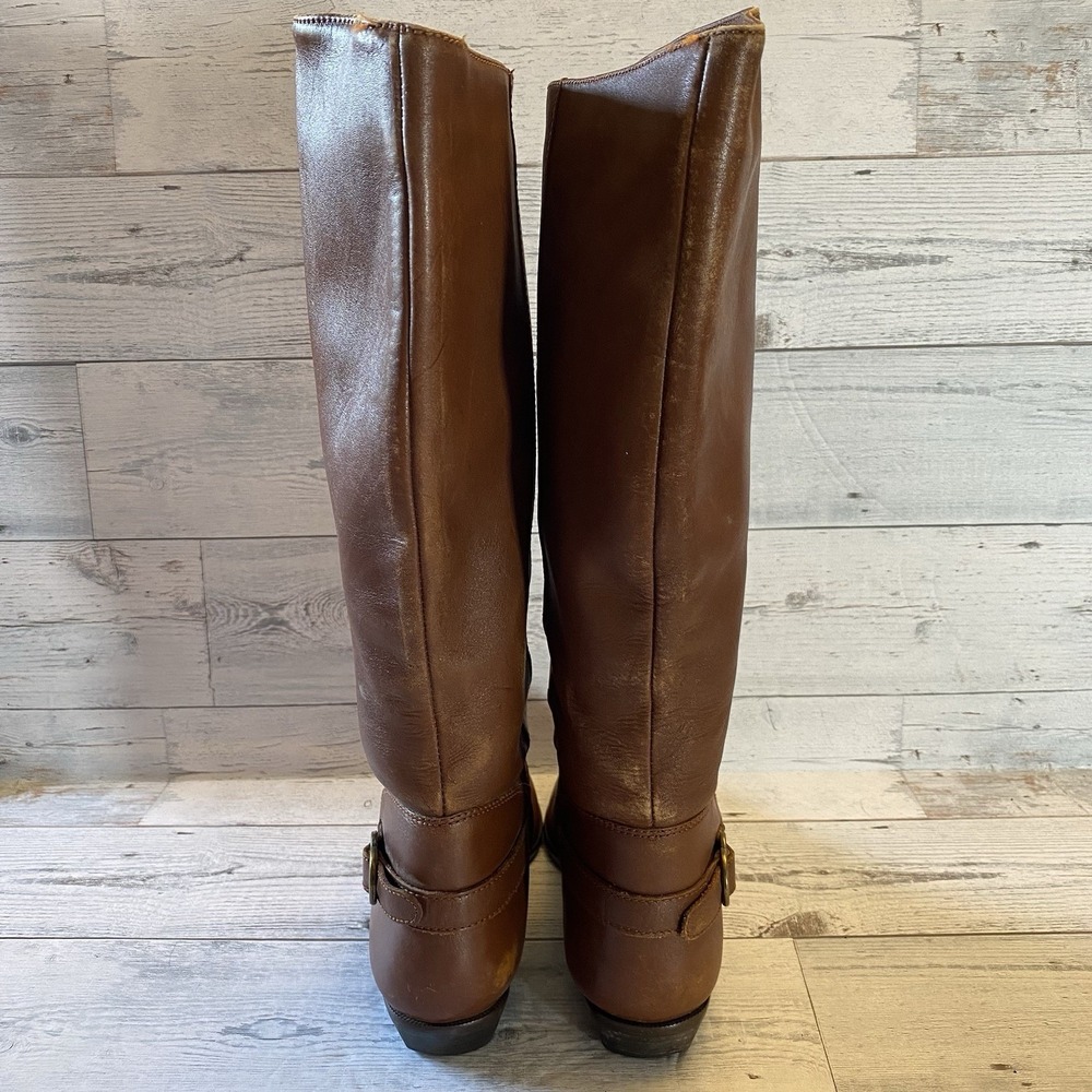 White Mountain Boots Womens 8.5 Brown Leather Pointed Riding Buckle Strap Tall - Picture 7 of 16